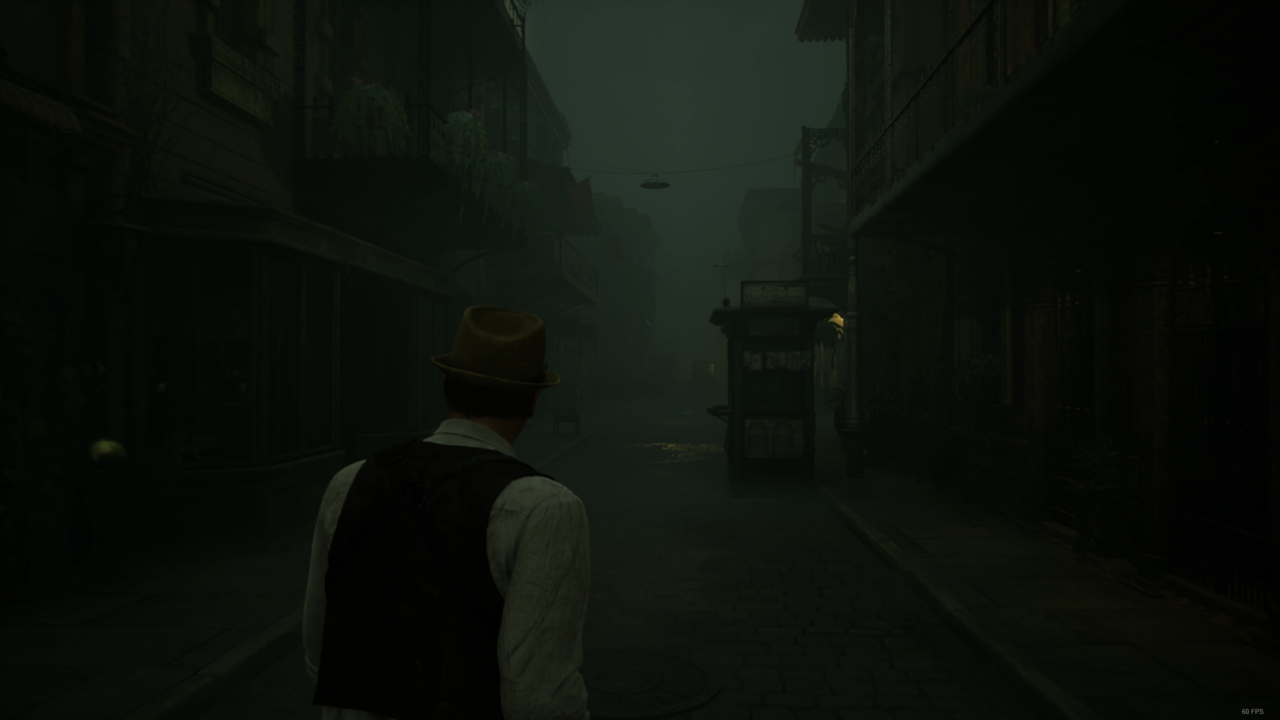 Edward standing in a dark foggy New Orleans Street